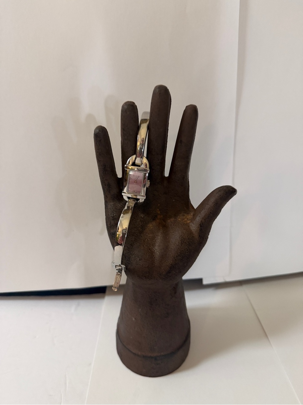 Gucci Silver Bracelet Watch with Pink Dial and COA